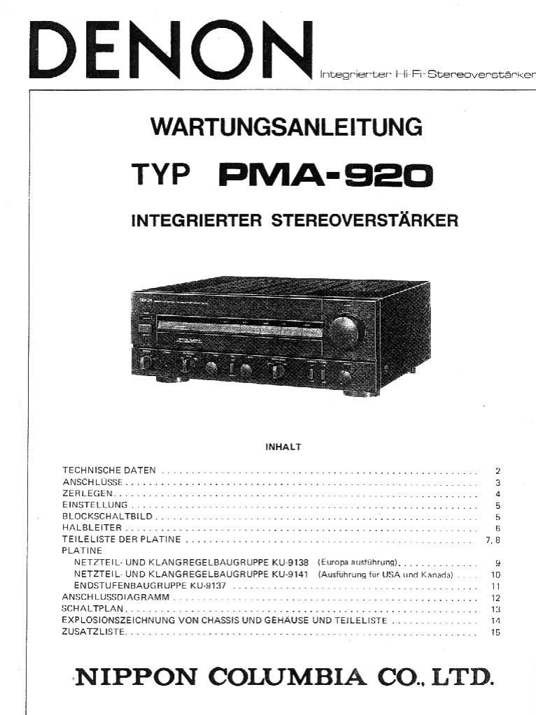 denon pma - 980 r service manual